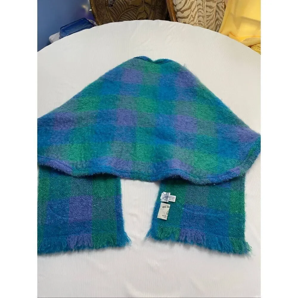 Old Bushmills Donegal Design Ireland Mohair Wool Cape Shawl Shrug One Size Fits